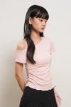 General Idea WOMAN Mesh Trim One Shoulder T-Shirt