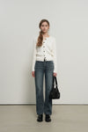 General Idea WOMAN GNRL Signature Superfine Wool Cable Cardigan [Light Grey]