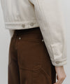 Marithé François Girbaud Women's Crop Shearling Denim Jacket in Ecru
