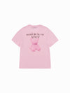 ADLV Woman Fuzzy Bear Short Sleeve T-Shirt