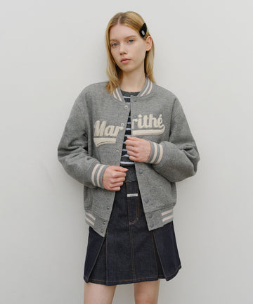 Marithé François Girbaud Wool Varsity Jacket Heather Gray