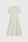 General Idea Woman Stripe V-Neck Puff Long Dress