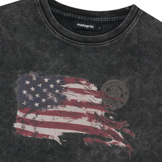 Mahagrid Washed Flag Tee Black