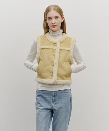 Marithé François Girbaud W SHEARLING CROP VEST beige
