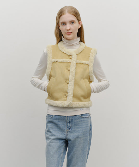 Marithé François Girbaud W SHEARLING CROP VEST beige