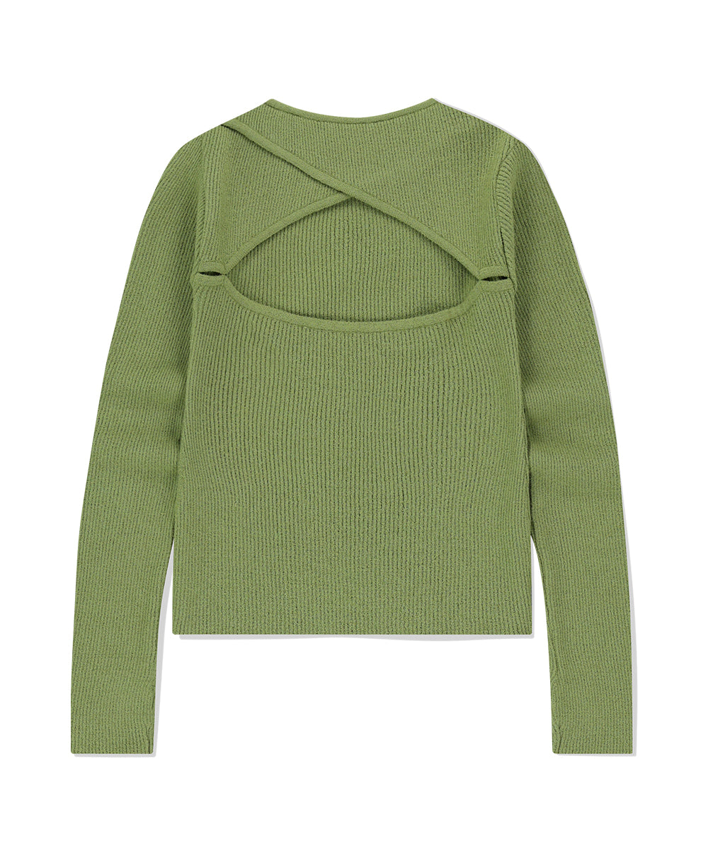 Mahagrid Cut Off Long Sleeve Knit