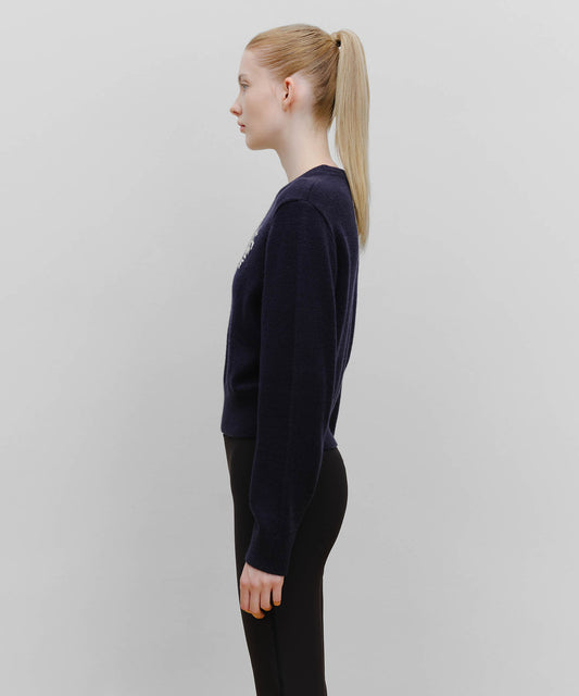 Marithé François Girbaud Marithé Sport Logo Crop Pullover in Navy