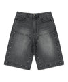 Mahagrid Stud Double Knee Denim Shorts