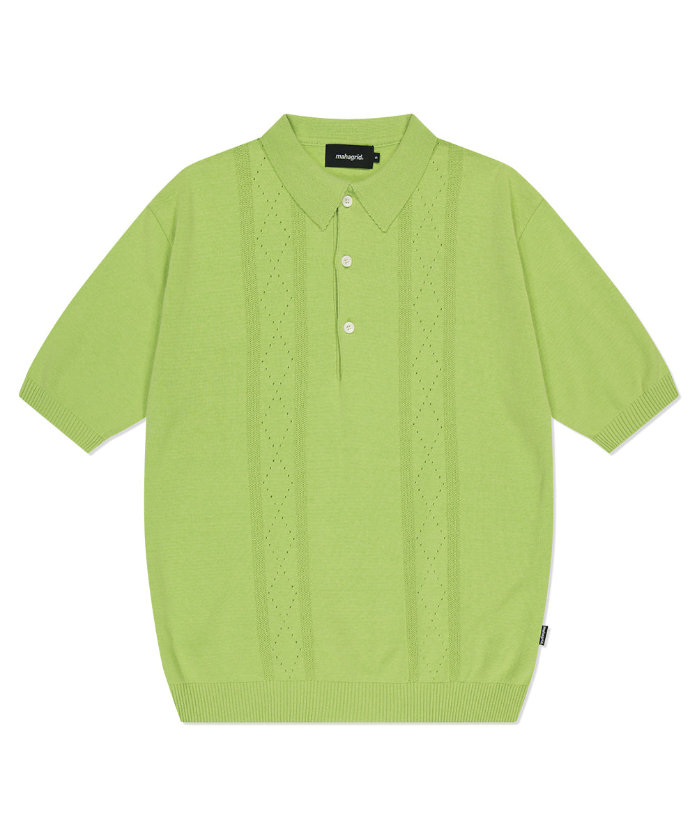 Mahagrid Diamond Half Knit Polo