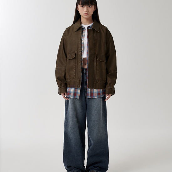 Mahagrid Washed Faux Leather Blouson