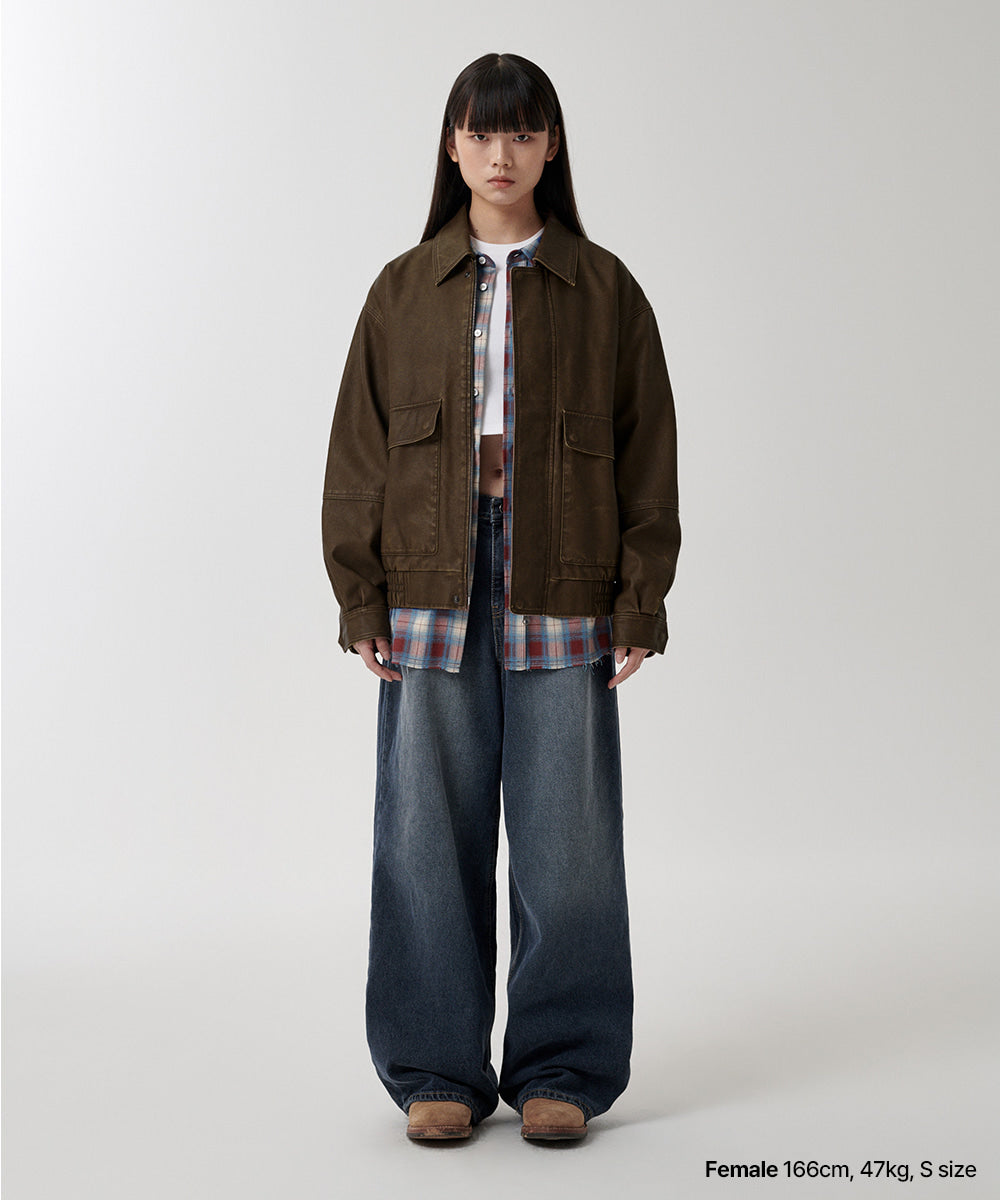 Mahagrid Washed Faux Leather Blouson