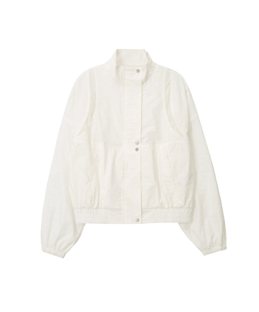 Bitter Cells Shimmer Mesh Wind Breaker Jacket-Ivory