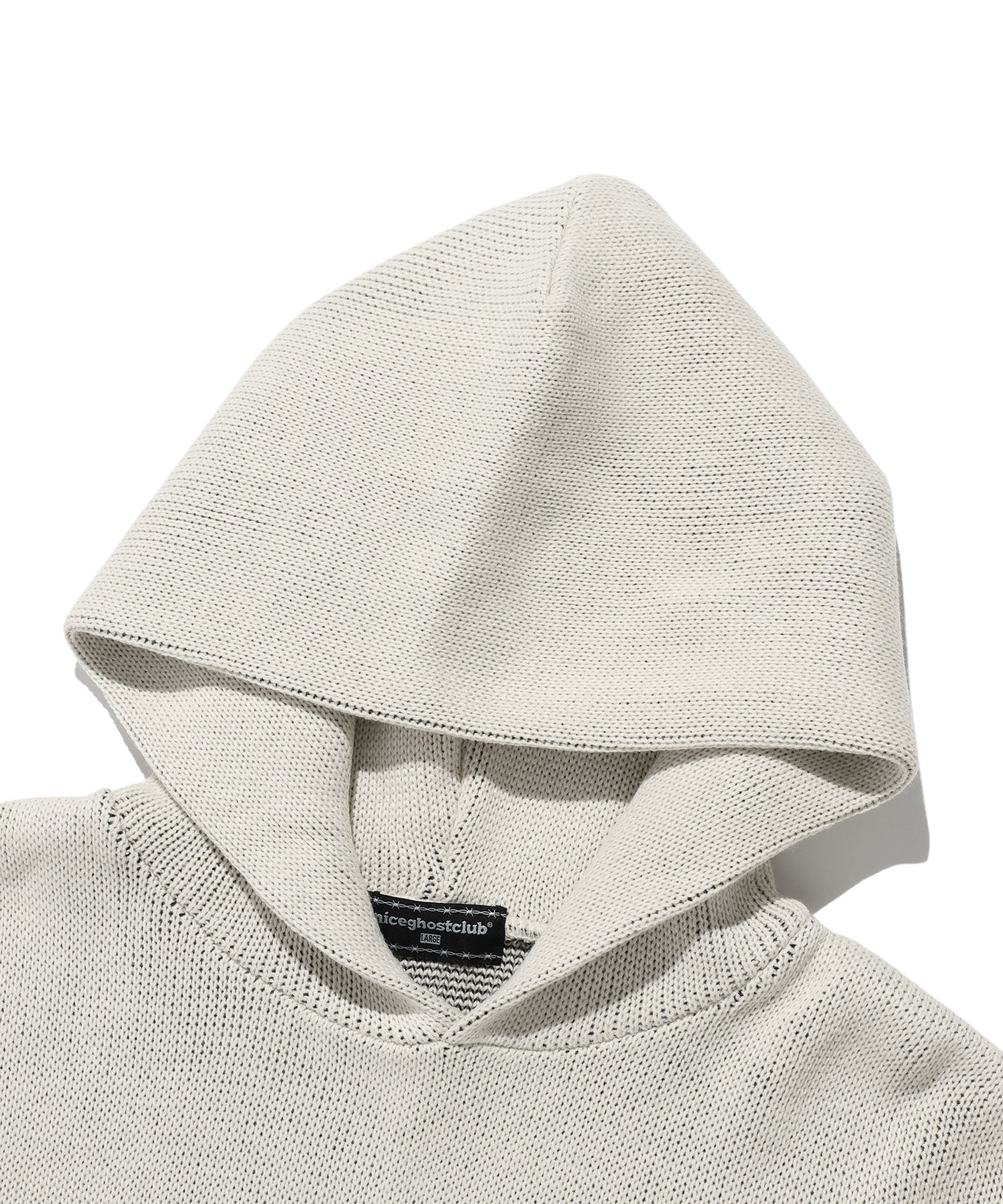 Nice Ghost Club 3 Stars Logo Knit Hoodie [Ivory]