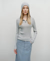 Marithé François Girbaud W BALACLAVA HOODIE SLIM KNIT Light Olive