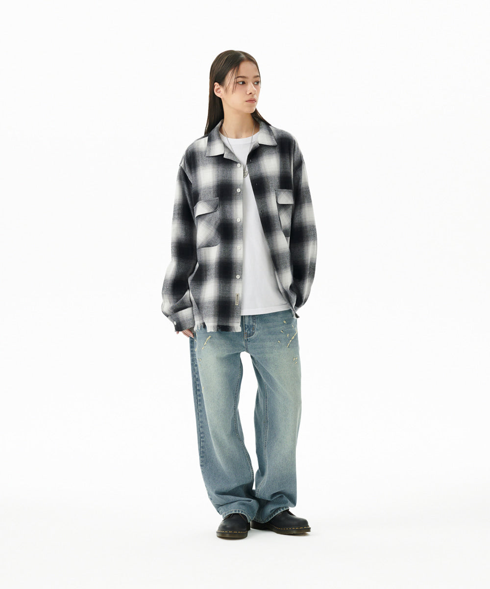 Mahagrid Embroidered Splatter Denim Pant