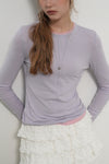 General Idea WOMAN Airy Round Neck Pintuck T-Shirt