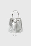 General Idea WOMAN Crackle Faux Leather Bucket Bag [SILVER]
