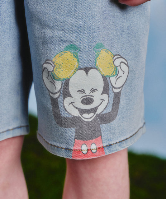 Marithé François Girbaud Disney Mickey Kids Bermuda Denim Pants Blue