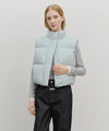 Marithé François Girbaud W Circle Logo Crop Hooded Down Vest Mint Gray