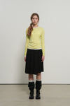 General Idea WOMAN Airy Crew Neck Pin Tuck T-Shirt [LIGHT GREY]