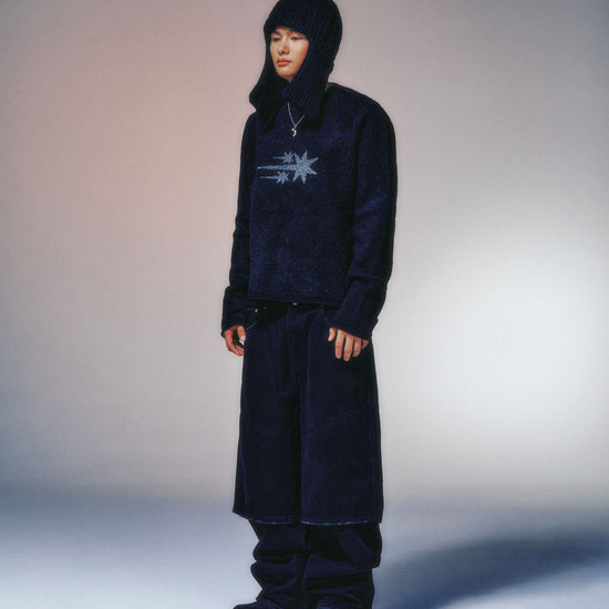 Nice Ghost Club 3 Star Long Sleeve Knit Tee [Black]