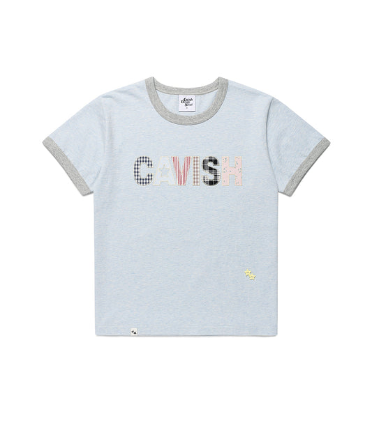 Cavish CAVISH Appliqué Ringer Short Sleeve Tee [Blue]