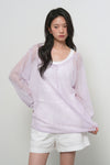 General Idea WOMAN Sheer Neck String Knit Pullover