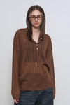 General Idea WOMAN Sheer Henley Neck Pullover
