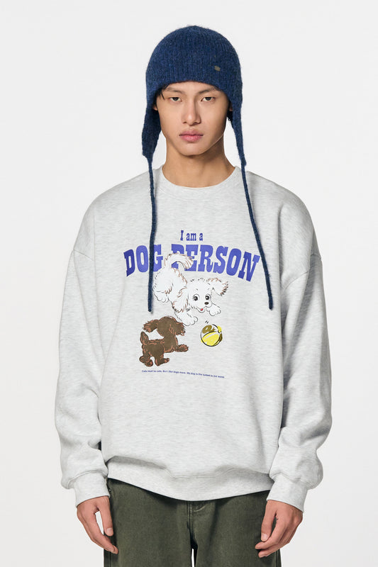 General Idea UNISEX Puppy Overfit Brushed Sweatshirt [White Melange]