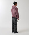 Mahagrid Big Gothic Cut Off Pigment Zip-Up Hoodie in Burgundy