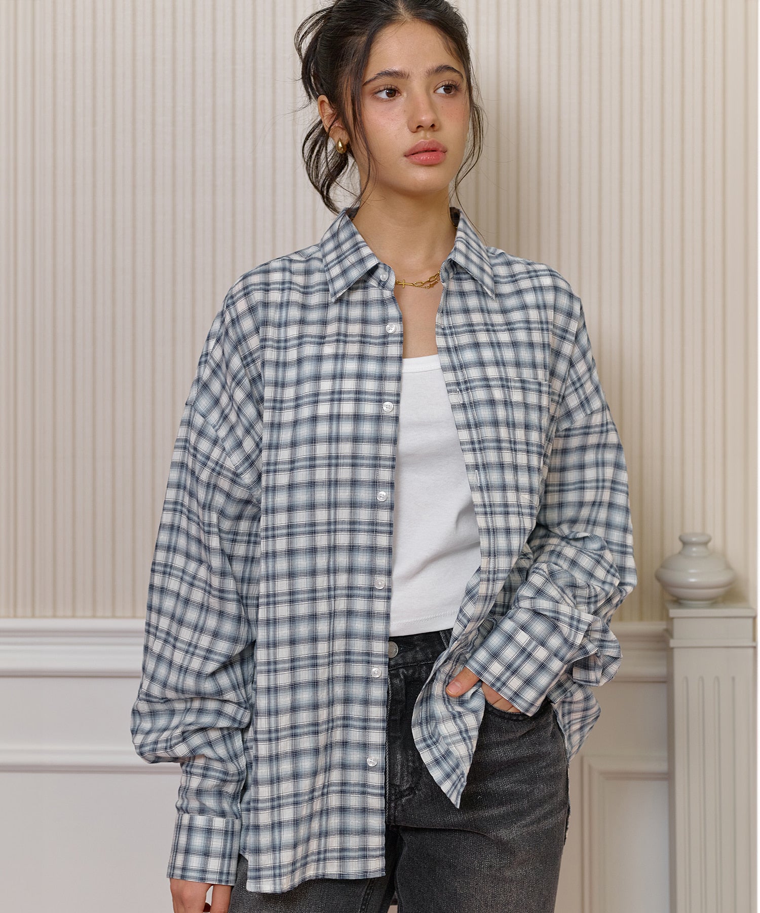 Bitter Cells Oversized Blurry Check Shirt