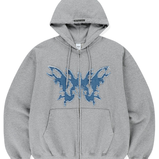 Mahagrid Butterfly Applique Hood Zip-Up