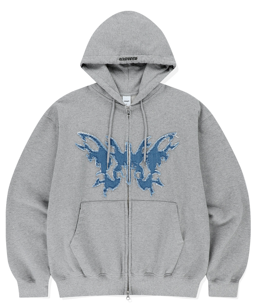Mahagrid Butterfly Applique Hood Zip-Up