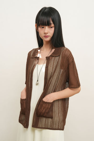 General Idea WOMAN Loose Fit Crochet Lace Half Cardigan