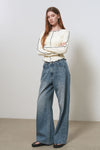 General Idea WOMAN Snap Detail Wide Denim Pants