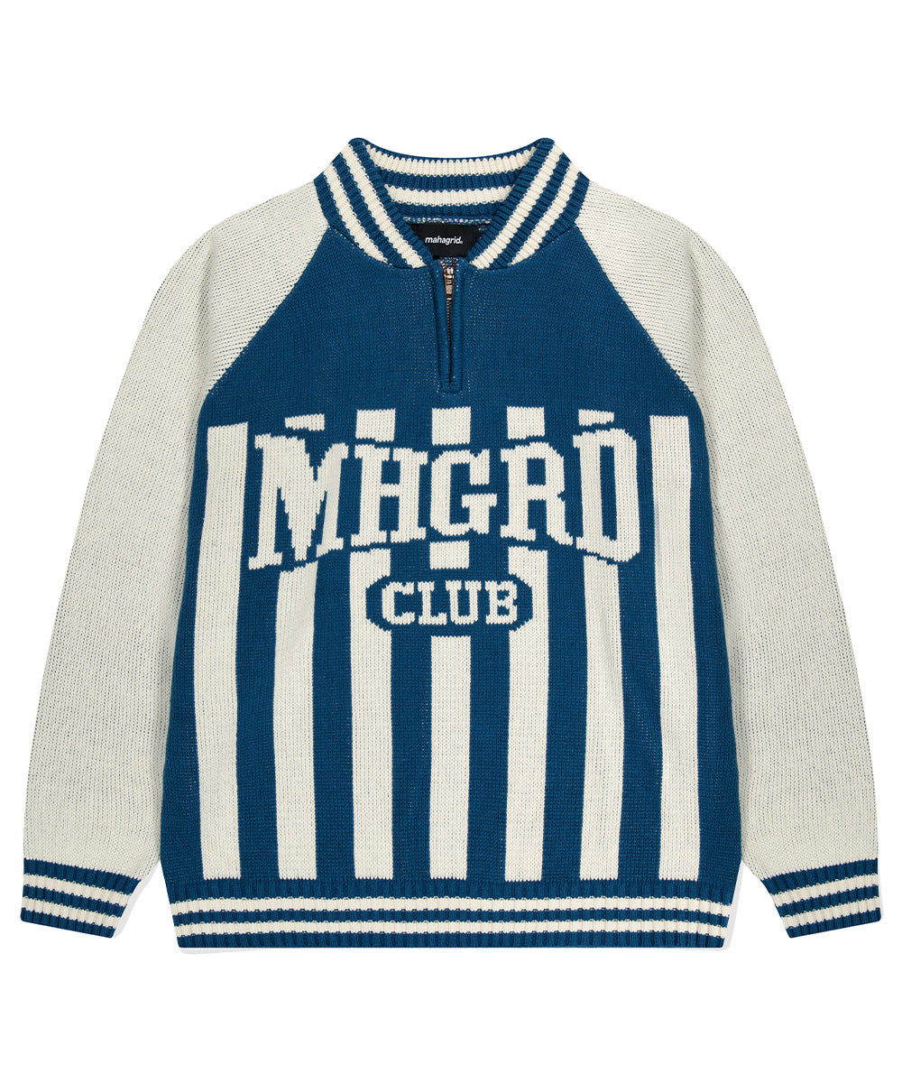 Mahagrid MHGRD CLUB HALF ZIP KNIT [BLUE]