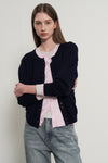 General Idea WOMAN Double Layered Crew Neck Cardigan