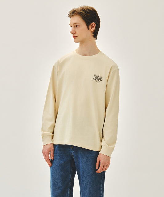 Marithé François Girbaud BACK CLASSIC LOGO LONG SLEEVE TEE butter