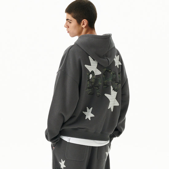 Mahagrid Pray Applique Zip Up Hoodie