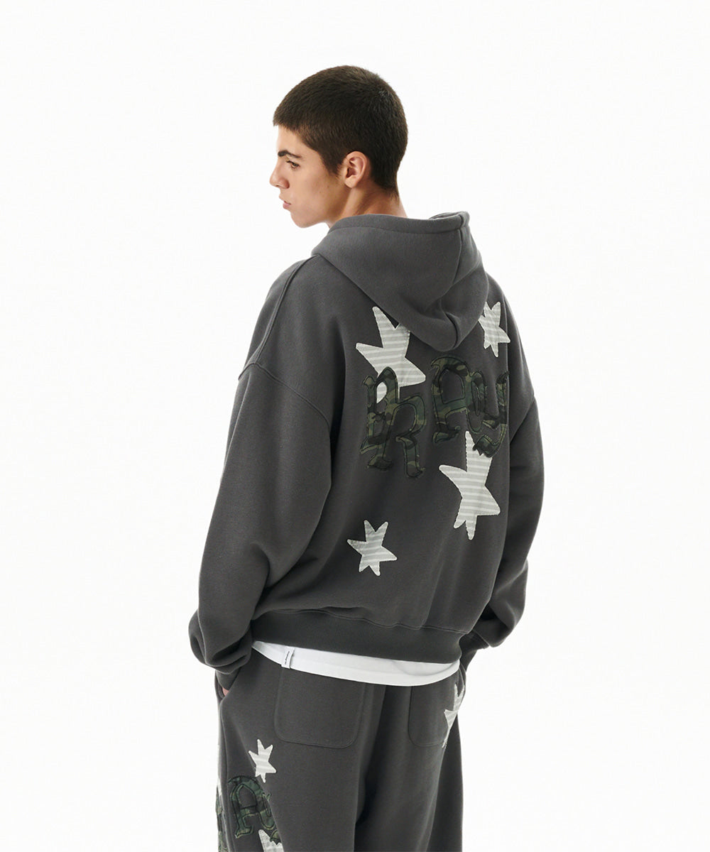 Mahagrid Pray Applique Zip Up Hoodie