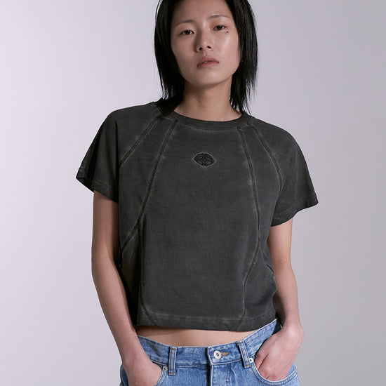 Mahagrid Curved Seam Crop Tee