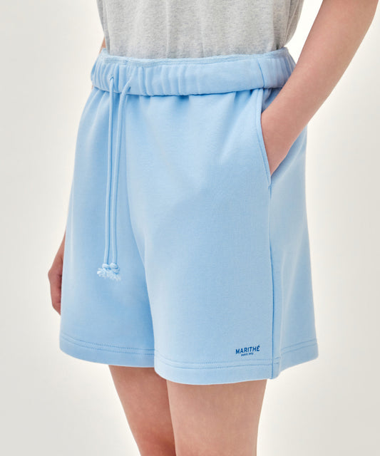 Marithé François Girbaud W REGULAR LOGO SWEAT SHORTS ice blue
