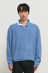 General Idea [XXL Exclusive] Unisex Color-Block Collar Henry Neck Knit [Light Blue]