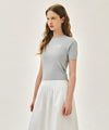 Marithé François Girbaud W SMALL CLASSIC LOGO HALF KNIT PULLOVER heather gray