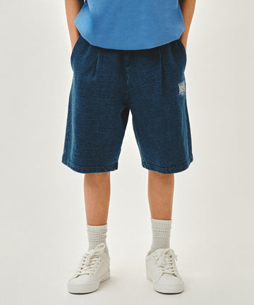 Marithé François Girbaud Kids Classic Logo Bermuda One Tuck Sweat Shorts Blue