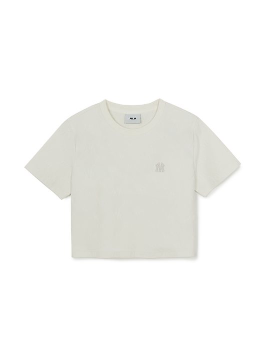 MLB Women's Dia Monogram Tonal Jacquard Crop T-Shirts