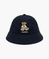 Marithé François Girbaud Enfant Bear Embroidery Round Bucket Hat in Beige
