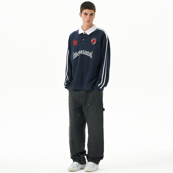 Mahagrid Track Collar Sweatshirt Navy