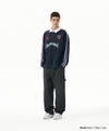 Mahagrid Track Collar Sweatshirt Navy