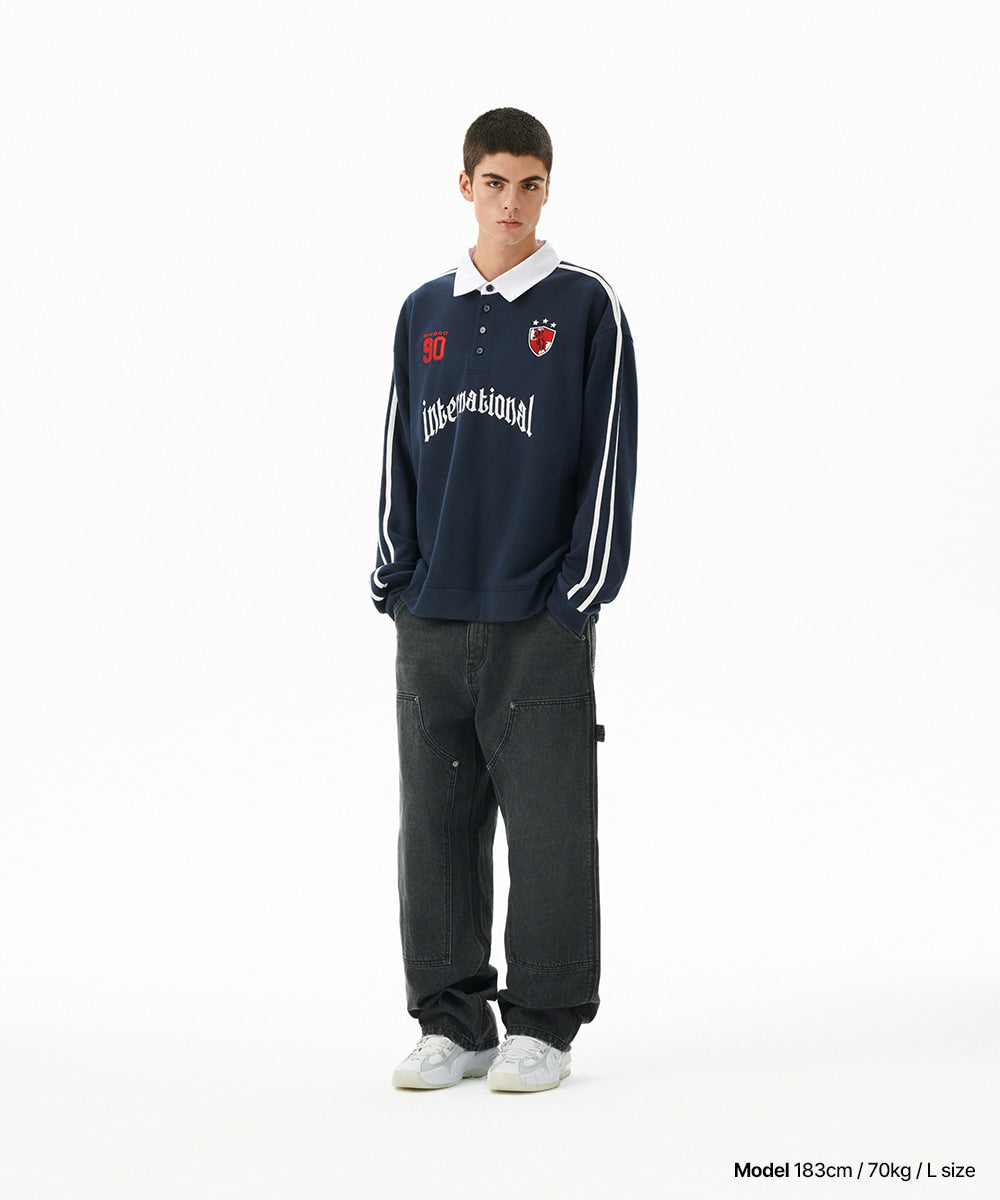 Mahagrid Track Collar Sweatshirt Navy